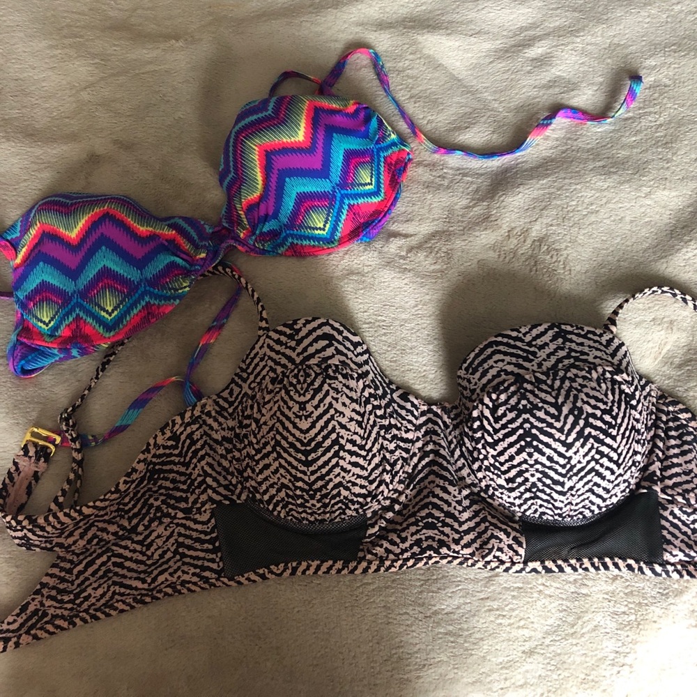 Two large mossimo bikini tops
